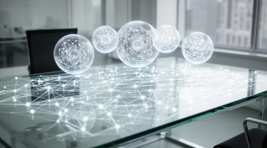 Analyse stratégique de liens SEO avec métaphore visuelle de réseau lumineux