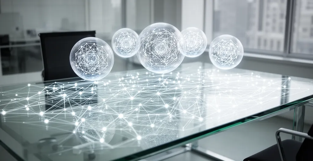 Analyse stratégique de liens SEO avec métaphore visuelle de réseau lumineux