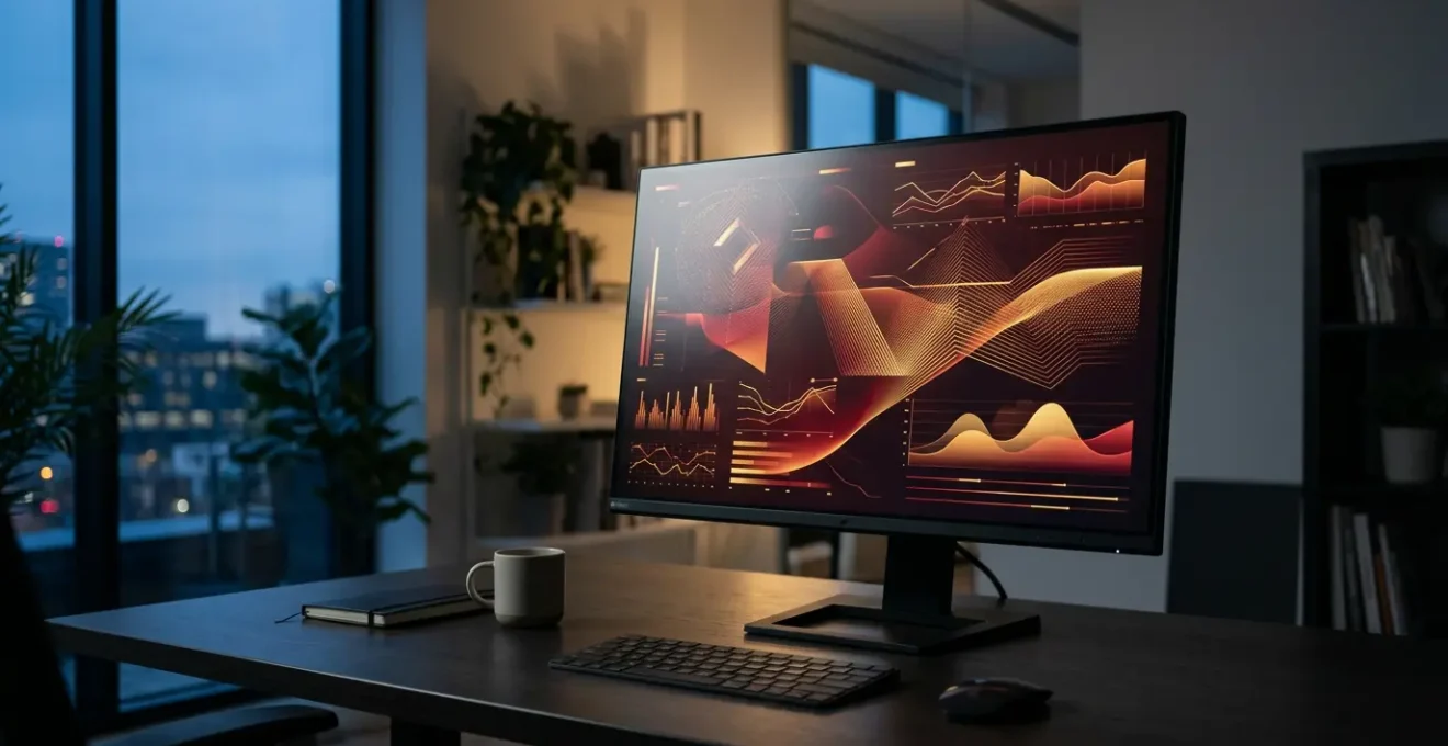 Écran d'ordinateur affichant des graphiques de Search Console avec des indicateurs d'alerte