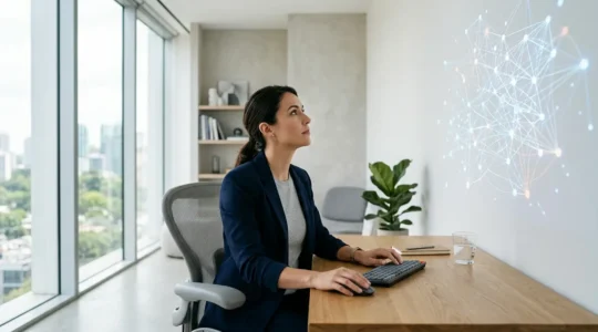 Expert SEO analysant une stratégie de liens sur écran avec visualisation de données d'ancres textuelles