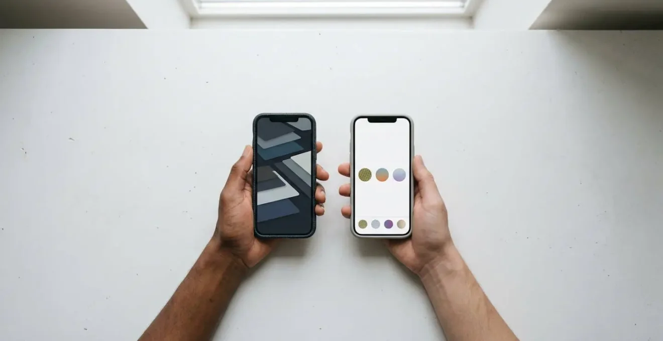 Comparaison visuelle entre menu burger seul et navigation hybride avec barre d'actions en bas